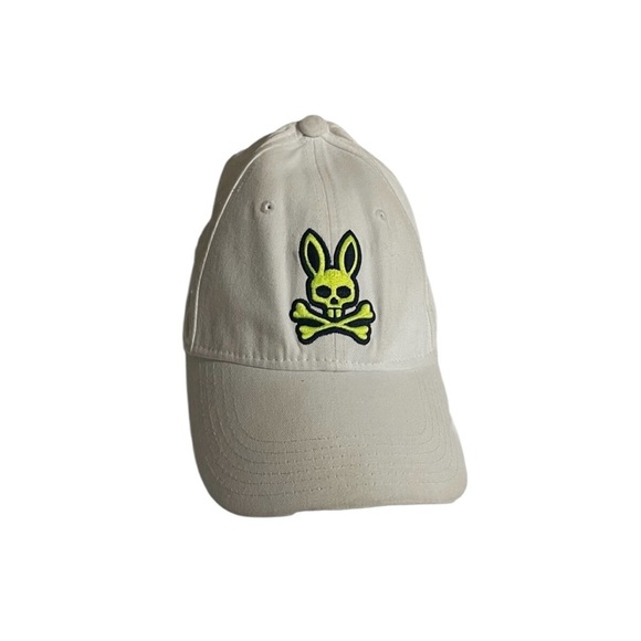 Psycho Bunny Embroidered Skull & Crossbones Hat Cap One Size White Adjustable - Picture 1 of 14